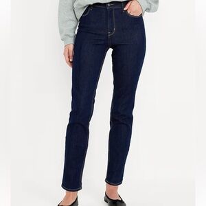 🦁 3/$30 Old Navy High-Waisted Wow Straight Ankle Jeans Dark Wash